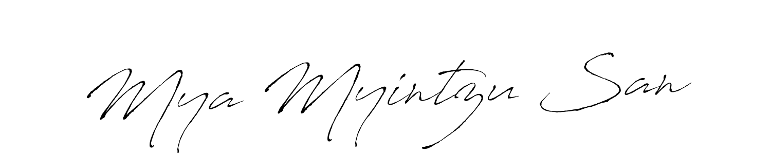 Similarly Antro_Vectra is the best handwritten signature design. Signature creator online .You can use it as an online autograph creator for name Mya Myintzu San. Mya Myintzu San signature style 6 images and pictures png