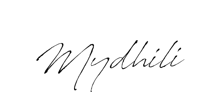 Use a signature maker to create a handwritten signature online. With this signature software, you can design (Antro_Vectra) your own signature for name Mydhili. Mydhili signature style 6 images and pictures png