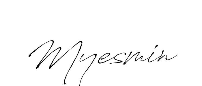 Use a signature maker to create a handwritten signature online. With this signature software, you can design (Antro_Vectra) your own signature for name Myesmin. Myesmin signature style 6 images and pictures png