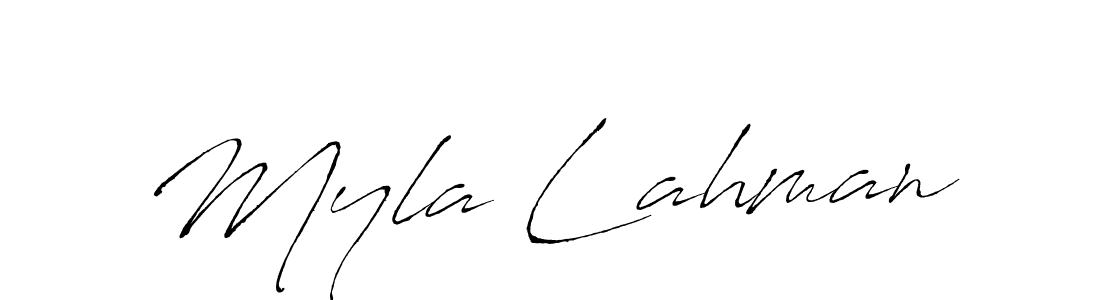 How to make Myla Lahman name signature. Use Antro_Vectra style for creating short signs online. This is the latest handwritten sign. Myla Lahman signature style 6 images and pictures png