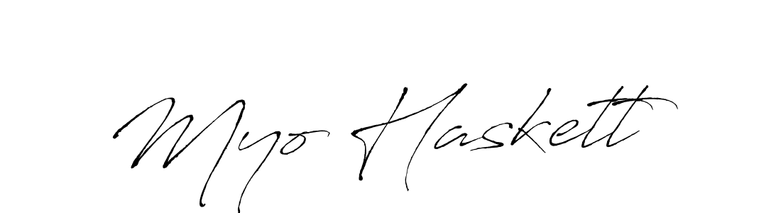 How to make Myo Haskett name signature. Use Antro_Vectra style for creating short signs online. This is the latest handwritten sign. Myo Haskett signature style 6 images and pictures png