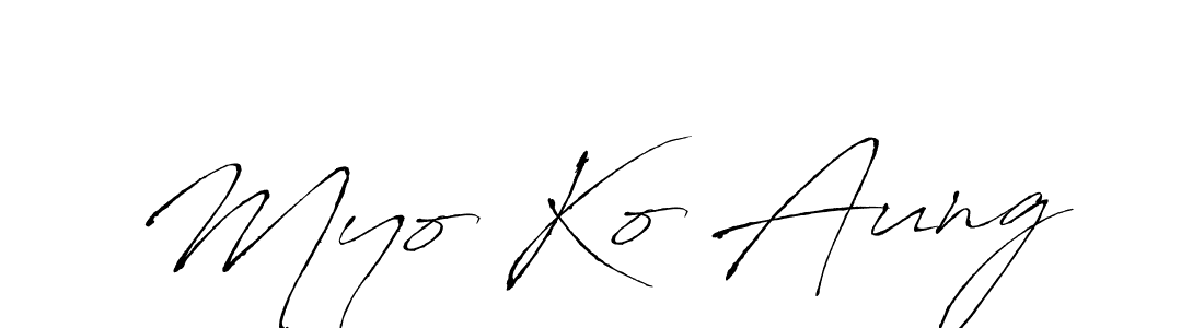 Create a beautiful signature design for name Myo Ko Aung. With this signature (Antro_Vectra) fonts, you can make a handwritten signature for free. Myo Ko Aung signature style 6 images and pictures png