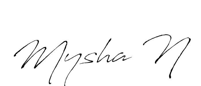 Antro_Vectra is a professional signature style that is perfect for those who want to add a touch of class to their signature. It is also a great choice for those who want to make their signature more unique. Get Mysha N name to fancy signature for free. Mysha N signature style 6 images and pictures png