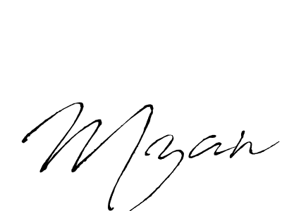 Make a beautiful signature design for name Mzan. With this signature (Antro_Vectra) style, you can create a handwritten signature for free. Mzan signature style 6 images and pictures png