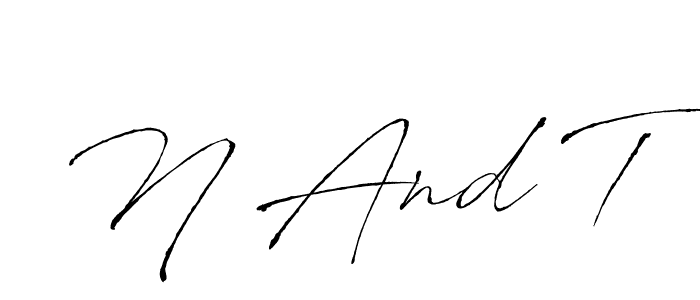 Similarly Antro_Vectra is the best handwritten signature design. Signature creator online .You can use it as an online autograph creator for name N And T. N And T signature style 6 images and pictures png