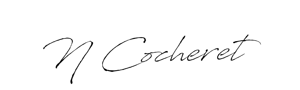 if you are searching for the best signature style for your name N Cocheret. so please give up your signature search. here we have designed multiple signature styles  using Antro_Vectra. N Cocheret signature style 6 images and pictures png