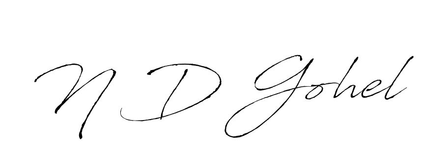 Create a beautiful signature design for name N D Gohel. With this signature (Antro_Vectra) fonts, you can make a handwritten signature for free. N D Gohel signature style 6 images and pictures png