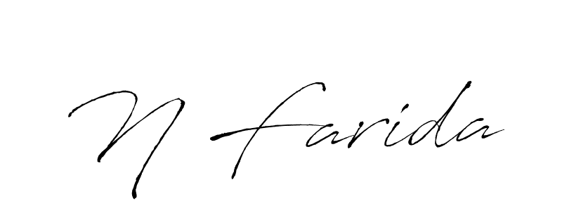 Design your own signature with our free online signature maker. With this signature software, you can create a handwritten (Antro_Vectra) signature for name N Farida. N Farida signature style 6 images and pictures png