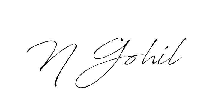 The best way (Antro_Vectra) to make a short signature is to pick only two or three words in your name. The name N Gohil include a total of six letters. For converting this name. N Gohil signature style 6 images and pictures png