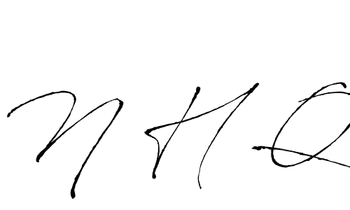 How to make N H Q name signature. Use Antro_Vectra style for creating short signs online. This is the latest handwritten sign. N H Q signature style 6 images and pictures png