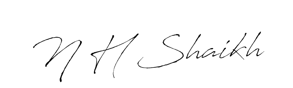 Create a beautiful signature design for name N H Shaikh. With this signature (Antro_Vectra) fonts, you can make a handwritten signature for free. N H Shaikh signature style 6 images and pictures png