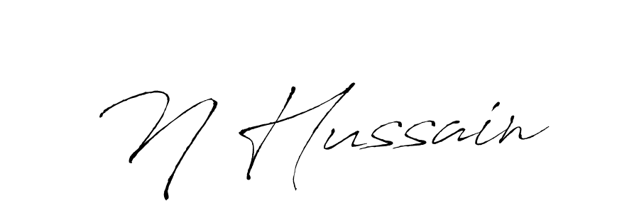 Create a beautiful signature design for name N Hussain. With this signature (Antro_Vectra) fonts, you can make a handwritten signature for free. N Hussain signature style 6 images and pictures png