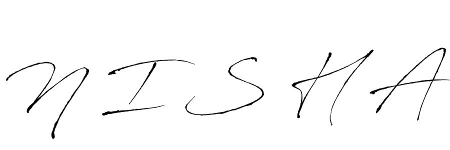 Make a beautiful signature design for name N I S H A. With this signature (Antro_Vectra) style, you can create a handwritten signature for free. N I S H A signature style 6 images and pictures png