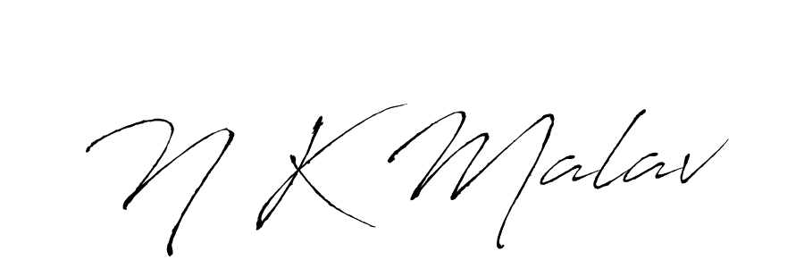 How to make N K Malav name signature. Use Antro_Vectra style for creating short signs online. This is the latest handwritten sign. N K Malav signature style 6 images and pictures png