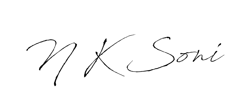 The best way (Antro_Vectra) to make a short signature is to pick only two or three words in your name. The name N K Soni include a total of six letters. For converting this name. N K Soni signature style 6 images and pictures png