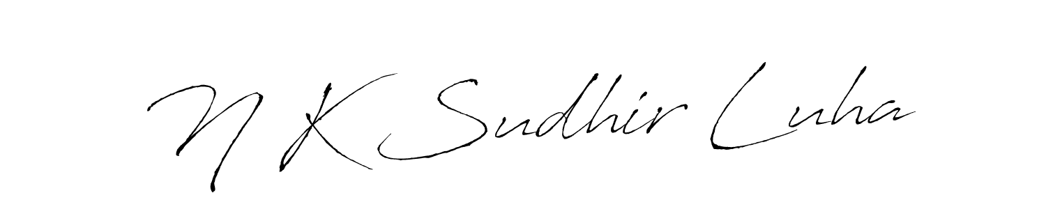 if you are searching for the best signature style for your name N K Sudhir Luha. so please give up your signature search. here we have designed multiple signature styles  using Antro_Vectra. N K Sudhir Luha signature style 6 images and pictures png