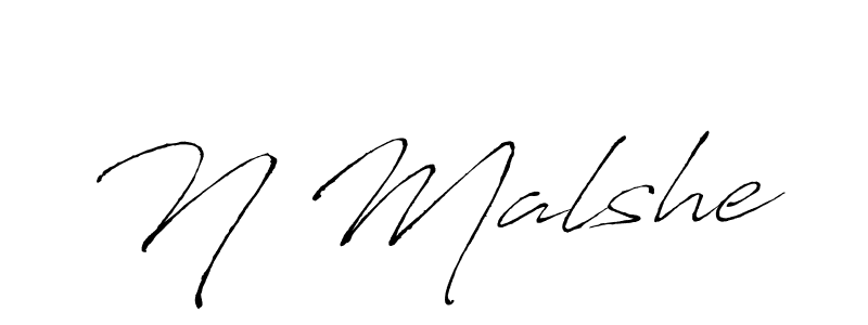 Make a beautiful signature design for name N Malshe. With this signature (Antro_Vectra) style, you can create a handwritten signature for free. N Malshe signature style 6 images and pictures png