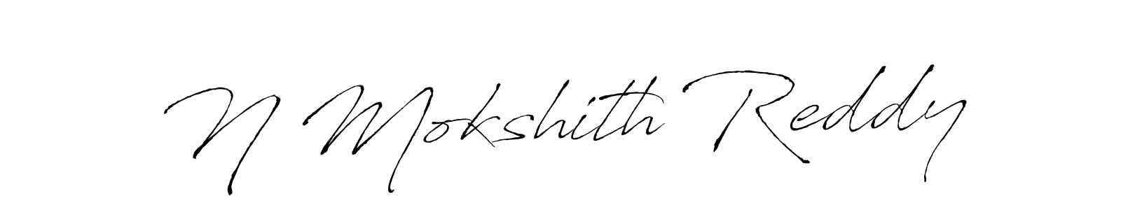 The best way (Antro_Vectra) to make a short signature is to pick only two or three words in your name. The name N Mokshith Reddy include a total of six letters. For converting this name. N Mokshith Reddy signature style 6 images and pictures png