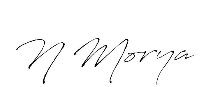 How to make N Morya name signature. Use Antro_Vectra style for creating short signs online. This is the latest handwritten sign. N Morya signature style 6 images and pictures png