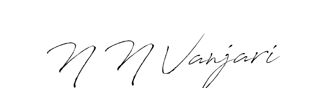 How to make N N Vanjari name signature. Use Antro_Vectra style for creating short signs online. This is the latest handwritten sign. N N Vanjari signature style 6 images and pictures png