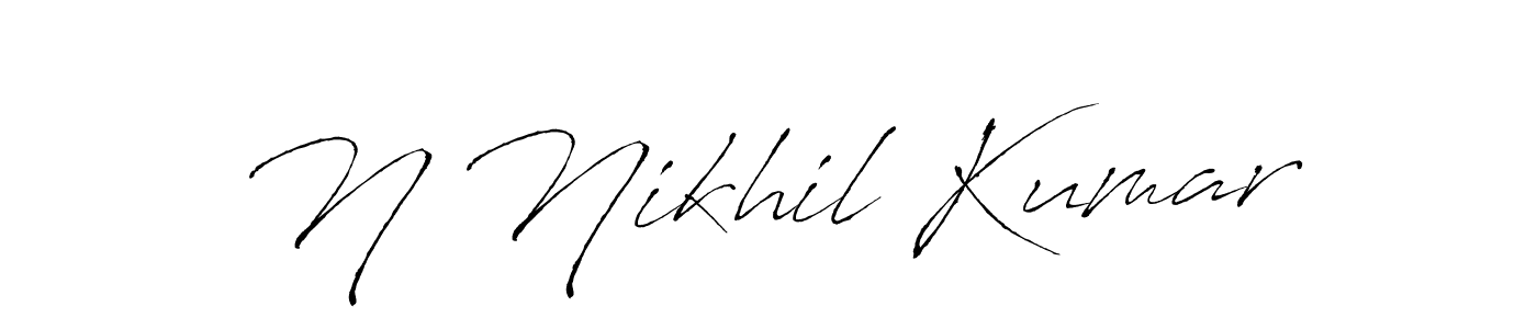 The best way (Antro_Vectra) to make a short signature is to pick only two or three words in your name. The name N Nikhil Kumar include a total of six letters. For converting this name. N Nikhil Kumar signature style 6 images and pictures png