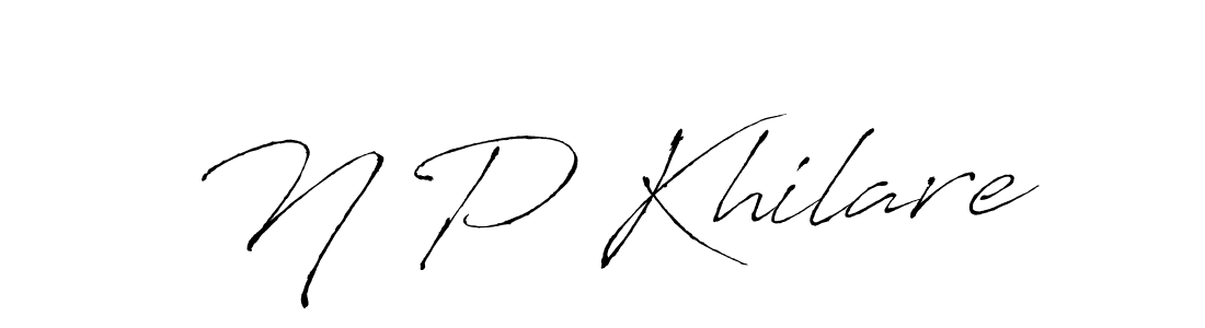 The best way (Antro_Vectra) to make a short signature is to pick only two or three words in your name. The name N P Khilare include a total of six letters. For converting this name. N P Khilare signature style 6 images and pictures png