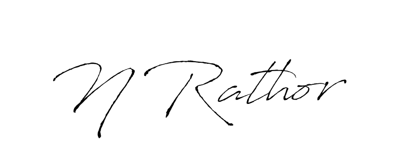 Make a beautiful signature design for name N Rathor. With this signature (Antro_Vectra) style, you can create a handwritten signature for free. N Rathor signature style 6 images and pictures png