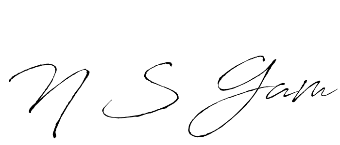 N S Gam stylish signature style. Best Handwritten Sign (Antro_Vectra) for my name. Handwritten Signature Collection Ideas for my name N S Gam. N S Gam signature style 6 images and pictures png