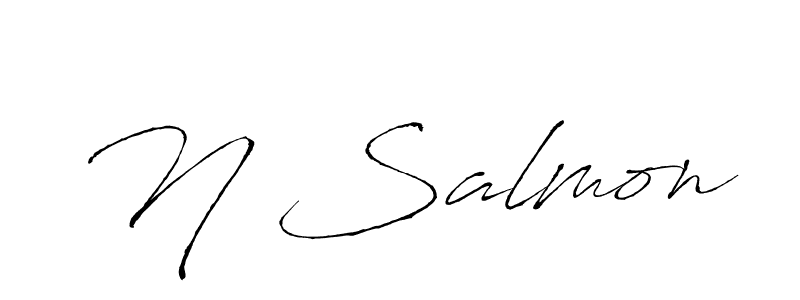 How to make N Salmon name signature. Use Antro_Vectra style for creating short signs online. This is the latest handwritten sign. N Salmon signature style 6 images and pictures png