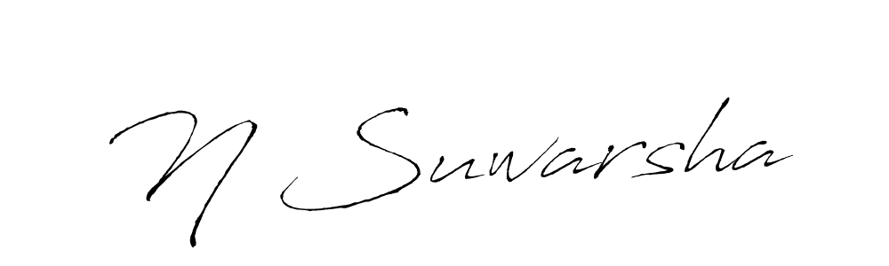 The best way (Antro_Vectra) to make a short signature is to pick only two or three words in your name. The name N Suwarsha include a total of six letters. For converting this name. N Suwarsha signature style 6 images and pictures png