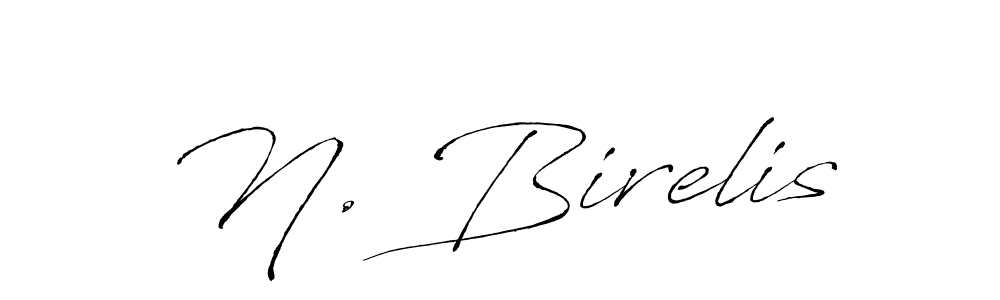 The best way (Antro_Vectra) to make a short signature is to pick only two or three words in your name. The name N. Birelis include a total of six letters. For converting this name. N. Birelis signature style 6 images and pictures png