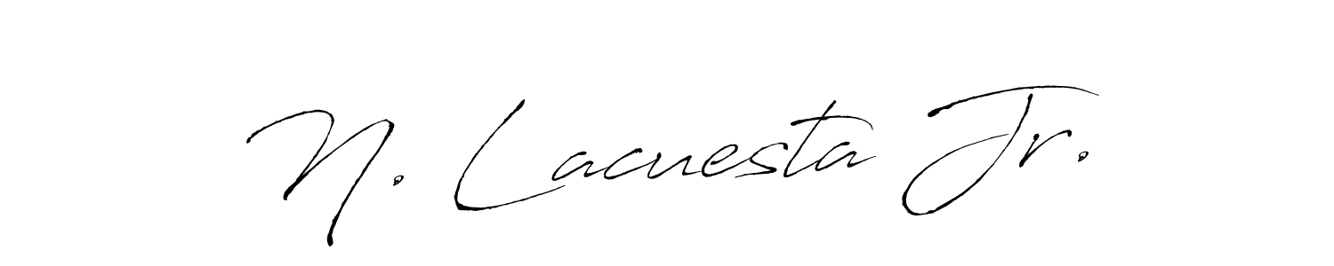 Antro_Vectra is a professional signature style that is perfect for those who want to add a touch of class to their signature. It is also a great choice for those who want to make their signature more unique. Get N. Lacuesta Jr. name to fancy signature for free. N. Lacuesta Jr. signature style 6 images and pictures png