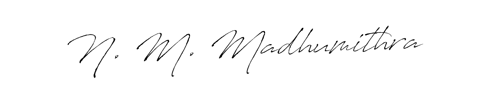 How to make N. M. Madhumithra name signature. Use Antro_Vectra style for creating short signs online. This is the latest handwritten sign. N. M. Madhumithra signature style 6 images and pictures png