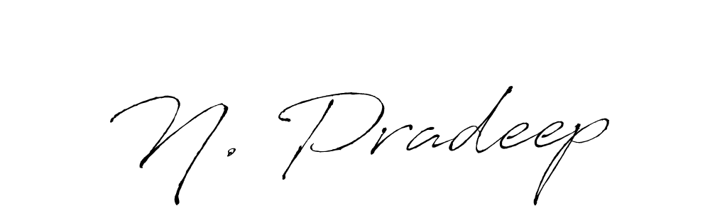 The best way (Antro_Vectra) to make a short signature is to pick only two or three words in your name. The name N. Pradeep include a total of six letters. For converting this name. N. Pradeep signature style 6 images and pictures png