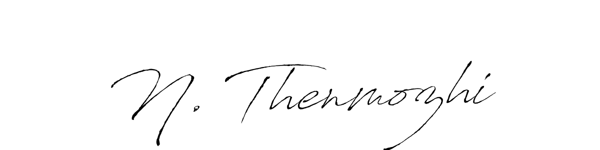 The best way (Antro_Vectra) to make a short signature is to pick only two or three words in your name. The name N. Thenmozhi include a total of six letters. For converting this name. N. Thenmozhi signature style 6 images and pictures png