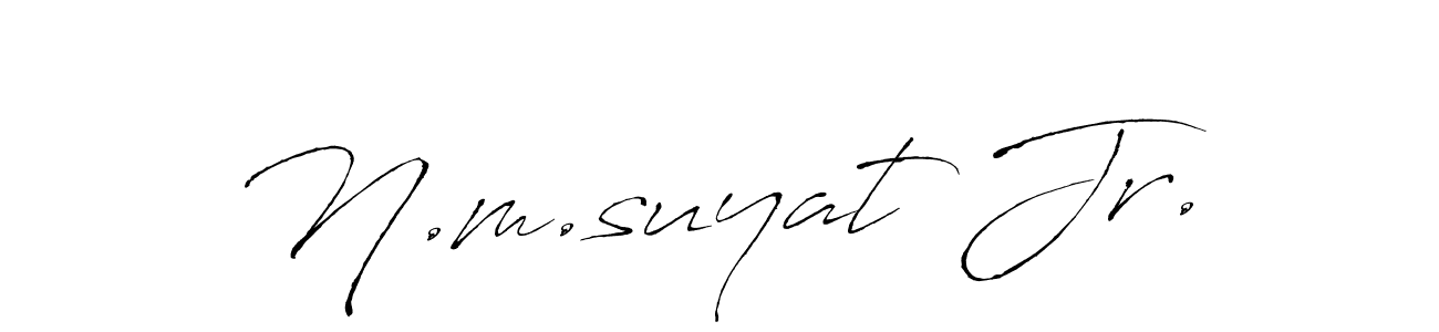 How to make N.m.suyat Jr. name signature. Use Antro_Vectra style for creating short signs online. This is the latest handwritten sign. N.m.suyat Jr. signature style 6 images and pictures png