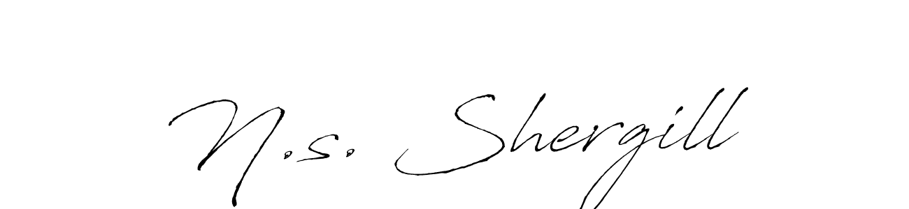 The best way (Antro_Vectra) to make a short signature is to pick only two or three words in your name. The name N.s. Shergill include a total of six letters. For converting this name. N.s. Shergill signature style 6 images and pictures png