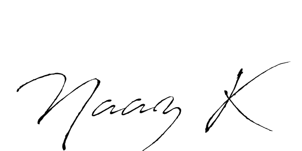 Make a beautiful signature design for name Naaz K. With this signature (Antro_Vectra) style, you can create a handwritten signature for free. Naaz K signature style 6 images and pictures png