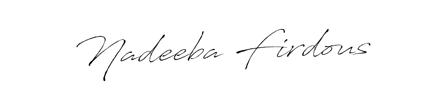 Antro_Vectra is a professional signature style that is perfect for those who want to add a touch of class to their signature. It is also a great choice for those who want to make their signature more unique. Get Nadeeba Firdous name to fancy signature for free. Nadeeba Firdous signature style 6 images and pictures png