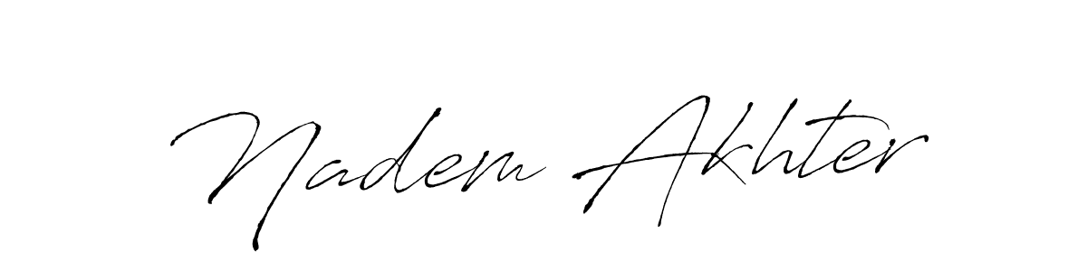 The best way (Antro_Vectra) to make a short signature is to pick only two or three words in your name. The name Nadem Akhter include a total of six letters. For converting this name. Nadem Akhter signature style 6 images and pictures png