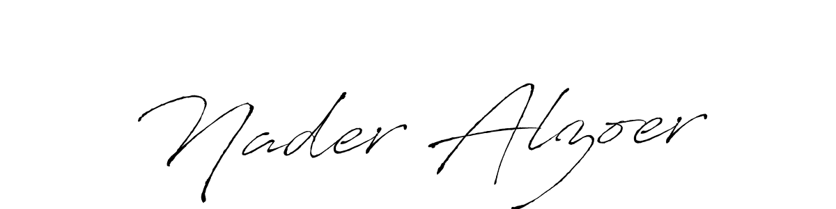 Make a beautiful signature design for name Nader Alzoer. With this signature (Antro_Vectra) style, you can create a handwritten signature for free. Nader Alzoer signature style 6 images and pictures png