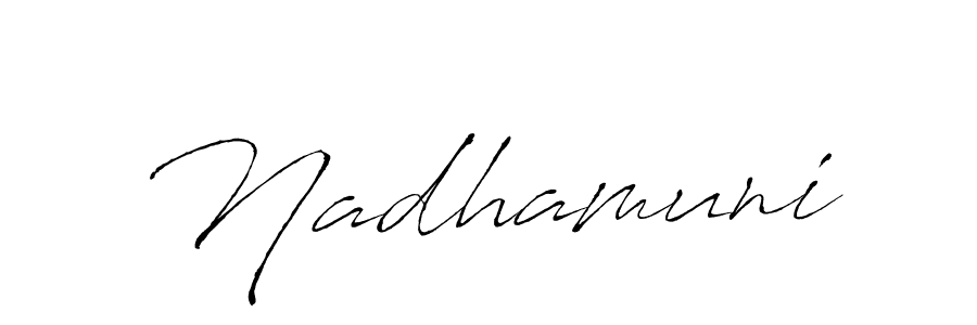 Make a beautiful signature design for name Nadhamuni. With this signature (Antro_Vectra) style, you can create a handwritten signature for free. Nadhamuni signature style 6 images and pictures png