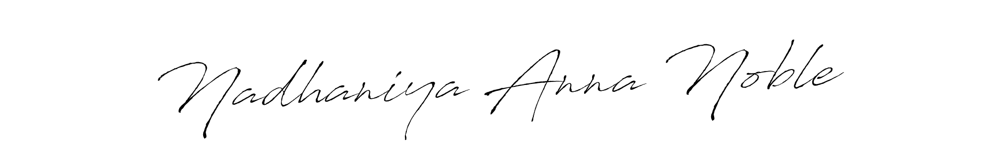 Antro_Vectra is a professional signature style that is perfect for those who want to add a touch of class to their signature. It is also a great choice for those who want to make their signature more unique. Get Nadhaniya Anna Noble name to fancy signature for free. Nadhaniya Anna Noble signature style 6 images and pictures png