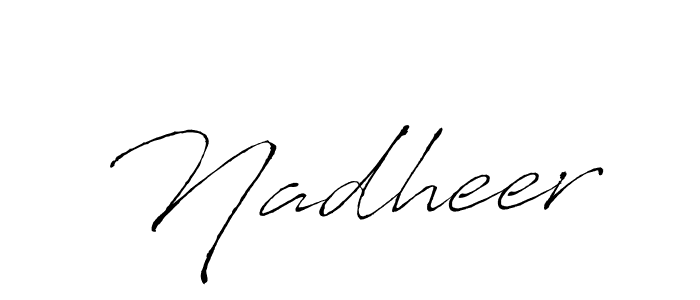 Use a signature maker to create a handwritten signature online. With this signature software, you can design (Antro_Vectra) your own signature for name Nadheer. Nadheer signature style 6 images and pictures png