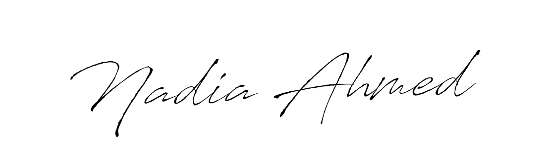 Make a beautiful signature design for name Nadia Ahmed. With this signature (Antro_Vectra) style, you can create a handwritten signature for free. Nadia Ahmed signature style 6 images and pictures png