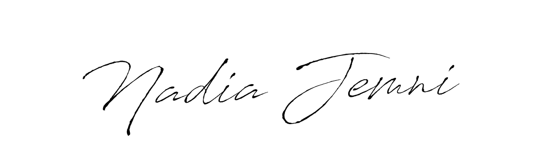 How to make Nadia Jemni name signature. Use Antro_Vectra style for creating short signs online. This is the latest handwritten sign. Nadia Jemni signature style 6 images and pictures png