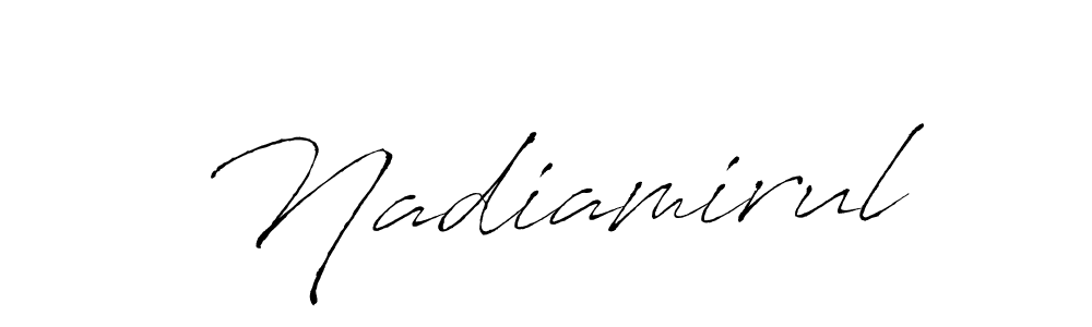if you are searching for the best signature style for your name Nadiamirul. so please give up your signature search. here we have designed multiple signature styles  using Antro_Vectra. Nadiamirul signature style 6 images and pictures png