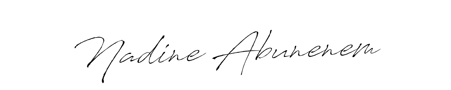 Antro_Vectra is a professional signature style that is perfect for those who want to add a touch of class to their signature. It is also a great choice for those who want to make their signature more unique. Get Nadine Abunenem name to fancy signature for free. Nadine Abunenem signature style 6 images and pictures png