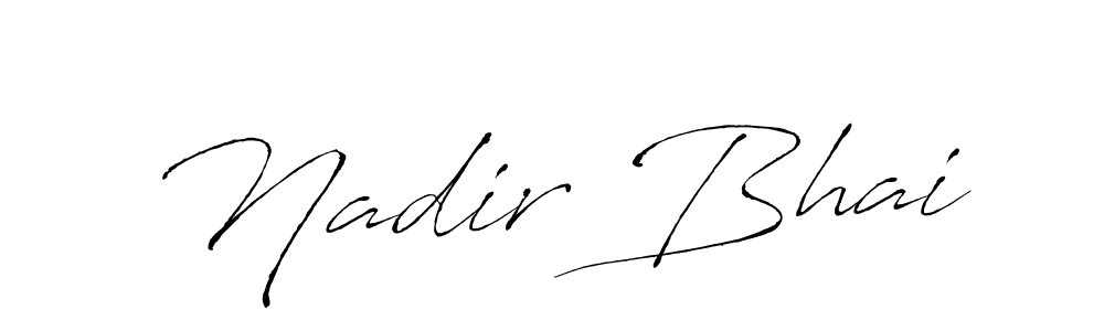 Antro_Vectra is a professional signature style that is perfect for those who want to add a touch of class to their signature. It is also a great choice for those who want to make their signature more unique. Get Nadir Bhai name to fancy signature for free. Nadir Bhai signature style 6 images and pictures png