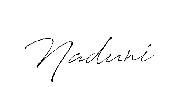Use a signature maker to create a handwritten signature online. With this signature software, you can design (Antro_Vectra) your own signature for name Naduni. Naduni signature style 6 images and pictures png